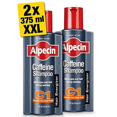 Alpecin Caffeine Shampoo C1 XXL 2x 375ml Natural Hair Growth Shampoo For Men • £18.99