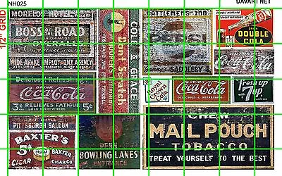 NH025 DAVE'S DECALS 1/2 Set N SCALE GHOST SIGNS TOBACCO SODAS OVERALLS & MORE • $4.94