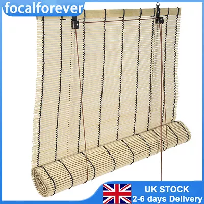 Roller Blinds Bamboo Daynight Window Sunscreen Drapes Privacy Screen Divider UK • £12.99