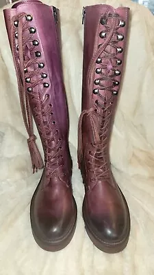 NWB! Vintage Foundry Co Sadelle Leather Boots Womens 8.5 - Burgundy • $75