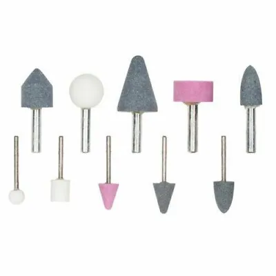 10pc Mounted Stone Drill Bit Set Diy Craft Rotary Grinder Metal Plastic Grinding • £5.75