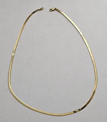 18K Solid Yellow Gold 3mm Herringbone 18  Necklace Milor Italy • $420