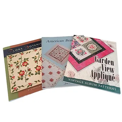 Vintage Style FLORAL Quilt Pattern Books Lot X 3 Rose Tulip Garden View Applique • $18