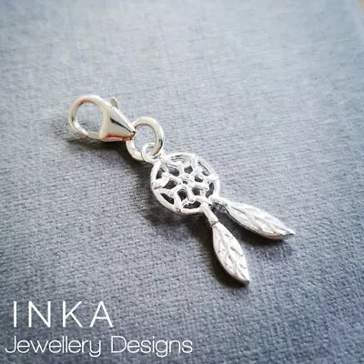 INKA 925 Sterling Silver Dreamcatcher Clip On Bracelet Charm With Clasp • £10