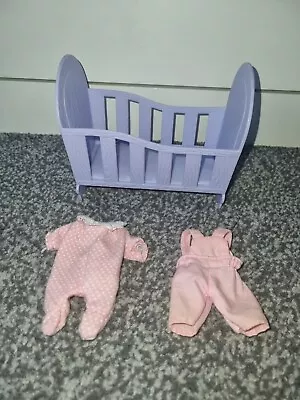 Zapf Creation Mini World Doll Clothes & Purple Rocker Cot Baby Born  • £12.99