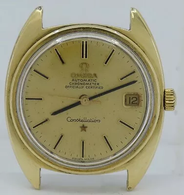 Omega R.168.029 Gold Auto Cal.564 35mm Gold Linen Dial Constellation C C.1971 $1 • $155.55