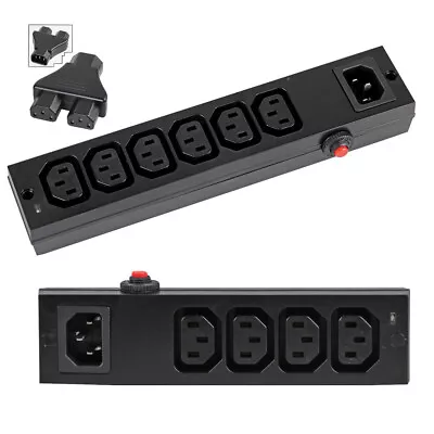 IEC Power Distribution Block - 1 In 2 4 6 Out Splitter 10A Breaker C13 To C14 • £9.99