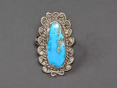 Vintage Navajo Sterling Silver Turquoise Ring Size 9 • $59.98