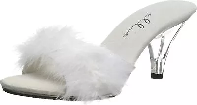 Ellie Shoes 305-SASHA 3  Heel Maribou Slipper White Size 7 • $52.99