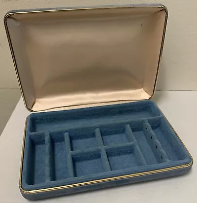 Vintage Mele Jewelry Case Box Dividers Blue MCM Snap Down Travel Velvet Holder • $27