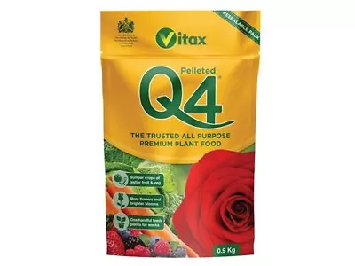 Vitax Q4 Pelleted Premier Fertiliser For Fruit Vegetables Flowers & Roses 900g • £9.57