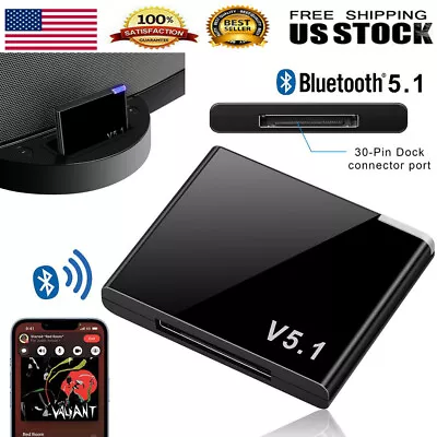 Bluetooth 5.1 Music Audio Adapter Receiver 30 Pin Dock Speaker For IPhone IPod • $10.40