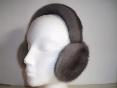 AUTHENTIC NEW BLUE IRIS  COLOR  FUR MINK EARMUFFS Finest Skins Great Prices  • $89.99