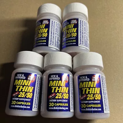 Mini Thin 25/50 Energy Booster Pills 5 Bottles 150 Pills Free Ship • $23.99