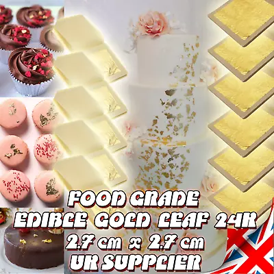 Gold Leaf Edible Sheets  24K 24C Food Grade 24 Carat 24 Karat 2.7 X 2.7cm Baking • £2.42