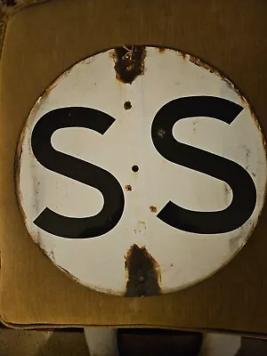 Vintage Porcelain On Metal Railroad Double Sided Switch Sign • $175