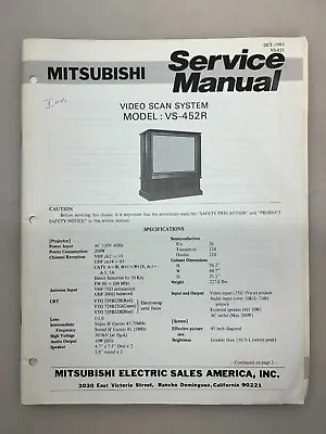 Mitsubishi VS-452R Original Service Manual Free Shipping • $10