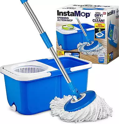 InstaMop Spin Mop And Bucket With Wringer Set Microfiber Mop Head Washer Machine • $28.45