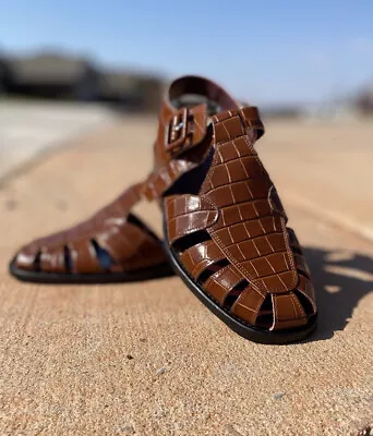 $60 • Buy Brady Shoe Leather Croc Embossed Women’s Sandal By Staud Size 7.5