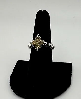 Barbara Bixby Citrine Gemstone Flower Stack Ring Size 7-1/2 Sterling Silver • $75