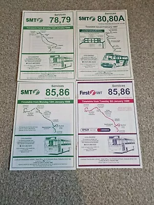 £3 • Buy First SMT Scottish Bus Timetables (x4) Edinburgh Midlothian (1997-9)