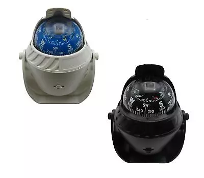 Illuminated Pivoting Marine Navigation Compass (Mounting Bracket Black White) • £17.49