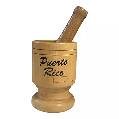 Wooden Mortar Puerto Rico Small Map Pilon De Madera Mofongo • $25