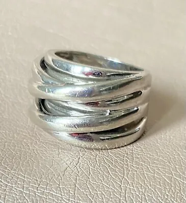 QVC 925 Sterling Silver Wide Multi Band Ring Chunky Dome Modern Brutalist Unisex • £45