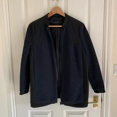 Zara Zip Up Blazer Black And Navy With Quilted Texture • Size S • £15