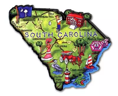 South Carolina The Palmetto State Artwood Jumbo Fridge Magnet • $8.49