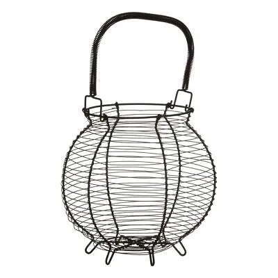 Hygge Matte Black Modern Retro Egg Basket Spiral Metal Wire Style With Handle • £16.95