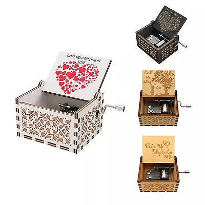 Can't Help Falling In Love Wooden Music Box Engraved Musical Boxes For Love • $11.47