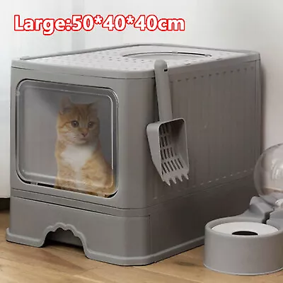 Easy Cleaning Cat Litter Box Large Cat Pan Drawer Anti-Splashing Cat Potty Tray • £19.99