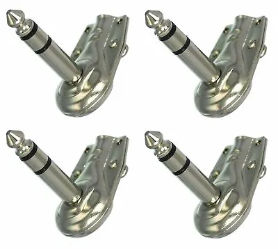 (4) PC-TJ056 1/4 6.35 Mm Stereo TRS Right Angle Guitar Plug Flat Male Connector • $8.99