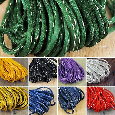 £1.89 • Buy Rattail Cord , 2mm Thickness With Silver Glitter Ideal For Christmas Sparkle.10m
