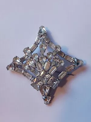 Vintage Unsigned Kramer Clear Rhinestone Brooch (PLEASE READ) • $9.99