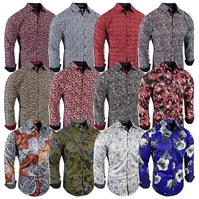 Mens Shirt Designer Italian Floral Patterns Stretch Dress Slim Fit Button Up • $25.95