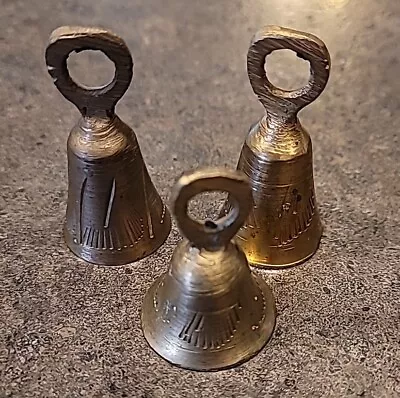 Vintage Lot Of 3 Mini Etched Brass Bells • $14.99