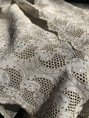$48.50 • Buy 171” X 47.5” Ivory Lace RECTANGLE Beaded Tablecloth~Holiday Wedding