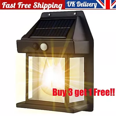 Solar Power Wall Light Tungsten Lantern Motion Sensor Fence Outdoor Garden Lamp • £6.59