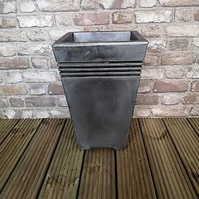 Milano Tall Grey Pewter Garden Planter - 45cm Tall • £18.95