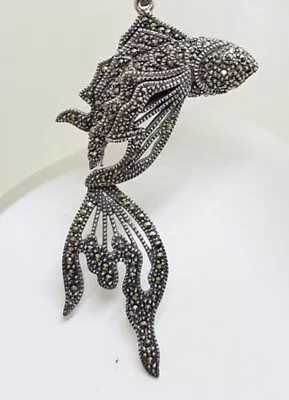 VINTAGE MARCASITE SILVER  925 Coi FISH Pendant • $105