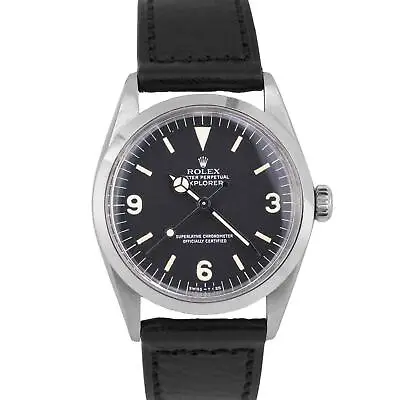 VINTAGE 1975 Rolex Explorer Stainless Steel Black 36mm 3-6-9 Leather 1016 Watch • $13493.31