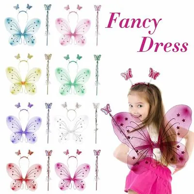 £5.59 • Buy Butterfly Wings Fairy Wand Princess Hair Hoop Fancy Dress Set Dressing Up Party