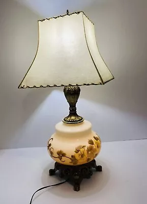 E.F & E.F Industries 29” RARE Hand Painted Lamp Yellow & Brown Flowers Vintage • $89.99