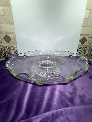 Vintage Indiana Glass Clear Teardrop Footed Pedestal Cake Plate Stand - 11  • $28