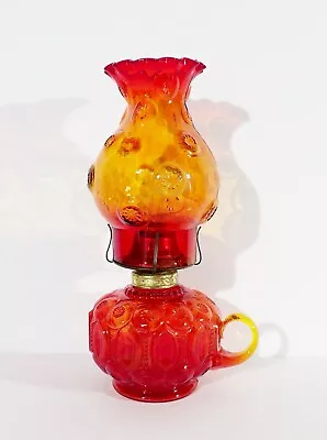 LE Smith Moon & Star Amberina Oil Lamp With Finger Hold 12  High • $49.99