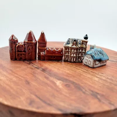 Set Of 4 Porcelain Miniature Buildings • $19.10