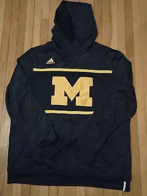 Michigan Wolverines Adidas Climalite Blue Block M Hooded Sweatshirt  • $15