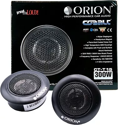 Orion Cobalt CT-T15 PAIR Of 1  300 Watt MAX 4-Ohm Flush-Mount Car Audio Tweeters • $17.95